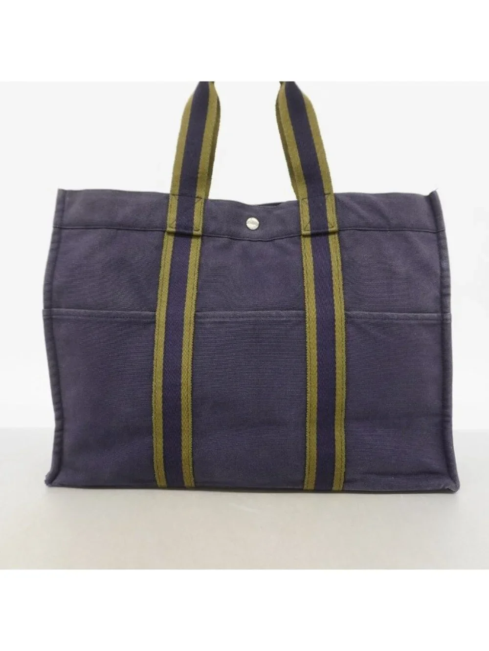 Hermes Tote Fourre Tout MM Canvas Navy Silver
